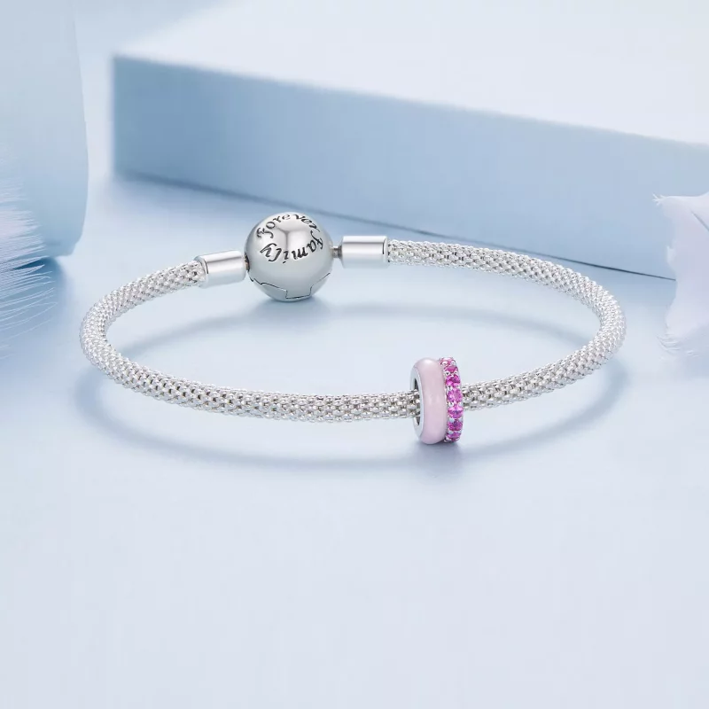(afbeelding voor) Pandora Stijl Roze Dubbele Laag Silicone Spacer - BSC883-PK - Bekijken 5
