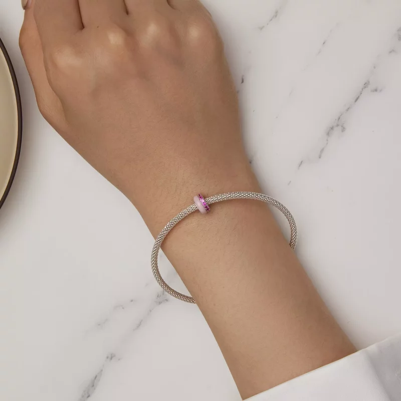 (afbeelding voor) Pandora Stijl Roze Dubbele Laag Silicone Spacer - BSC883-PK - Bekijken 6