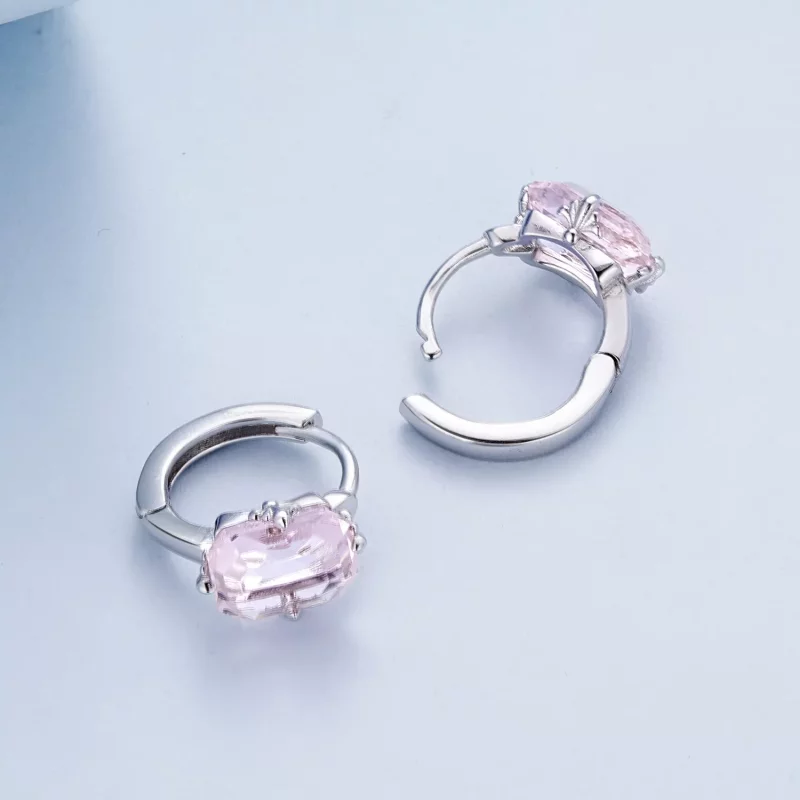 (afbeelding voor) Pandora Stijl Roze Edelsteen Hoepeloorbellen - BSE889 - Bekijken 4