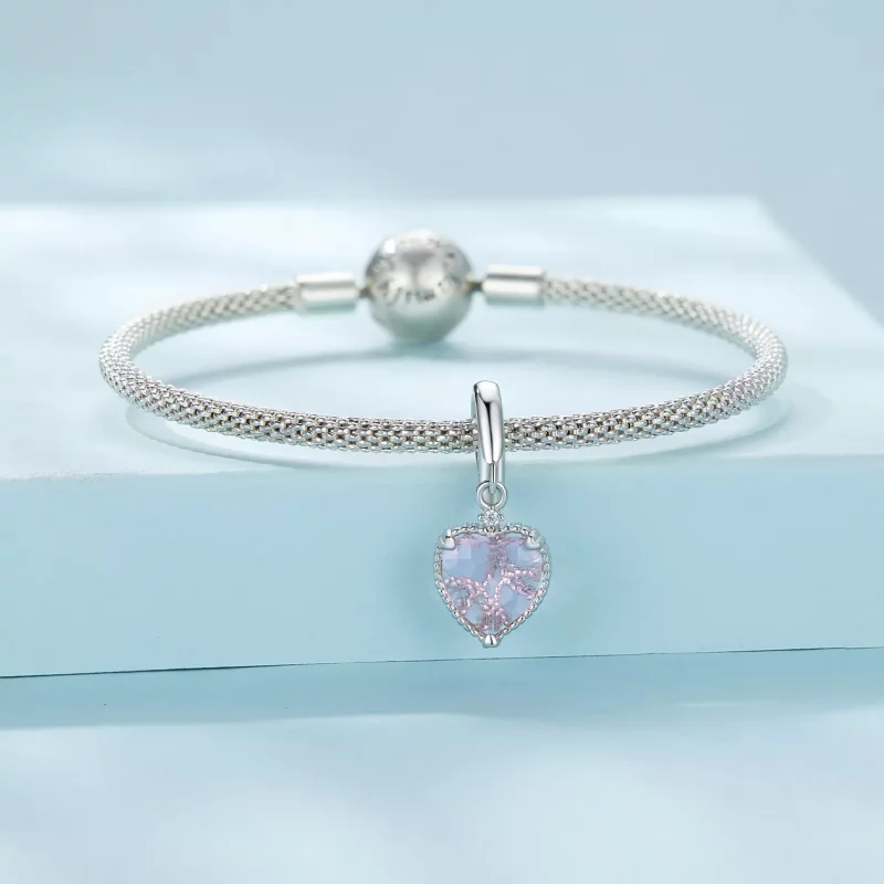 (afbeelding voor) Pandora Stijl Roze Hart Hangend - SCC2594 - Bekijken 3