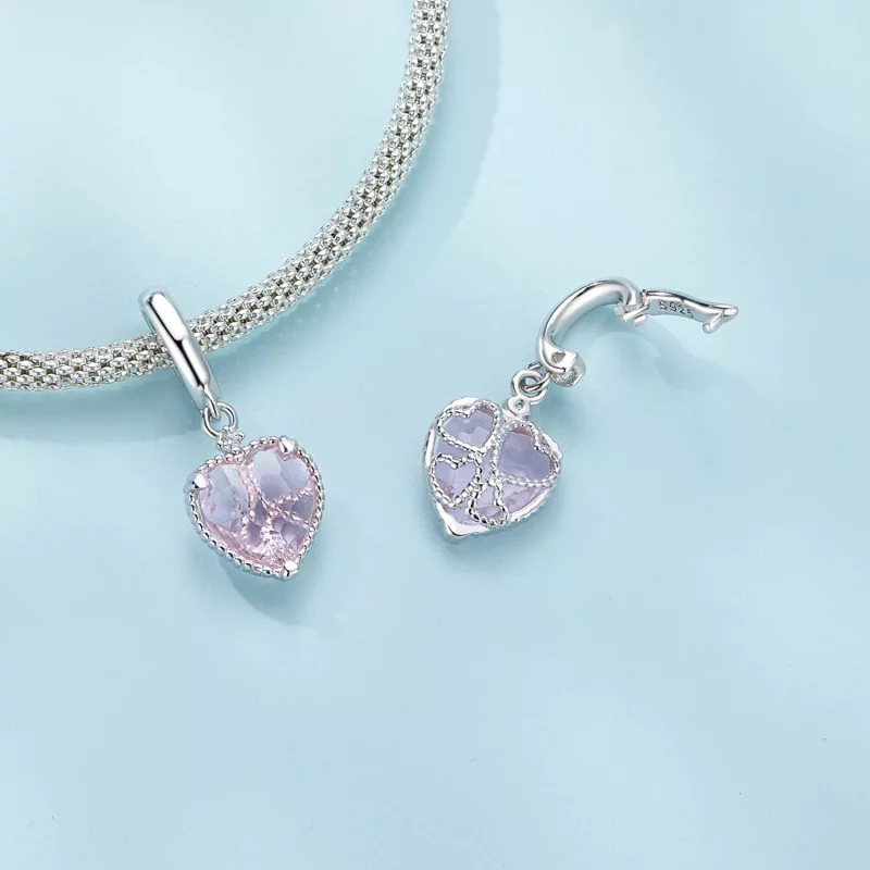 (afbeelding voor) Pandora Stijl Roze Hart Hangend - SCC2594 - Bekijken 4