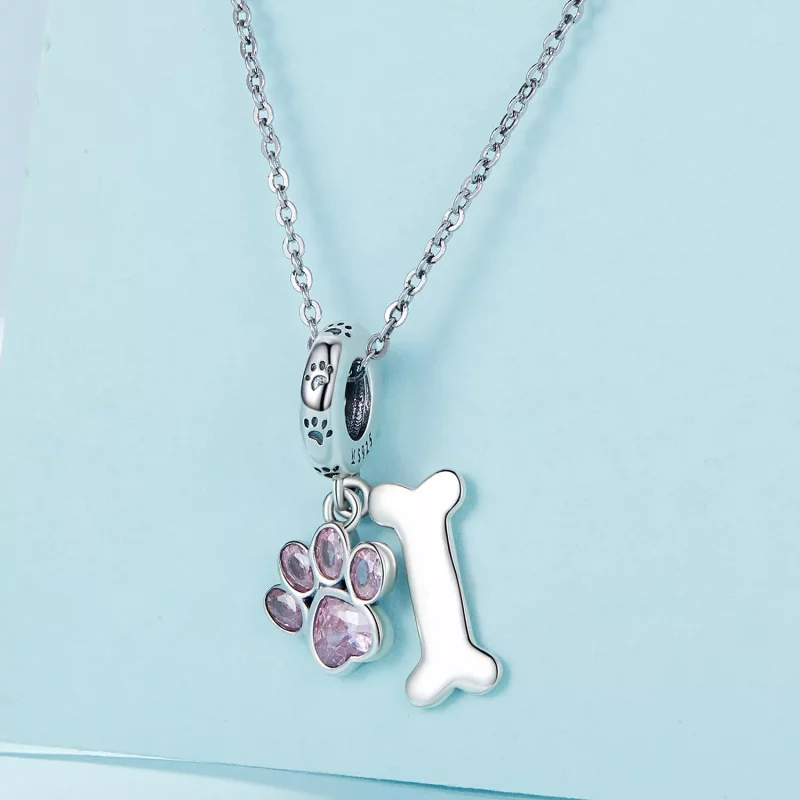 (afbeelding voor) Pandora-stijl Roze Hondenpoot Bot Hanger - SCC2127-PK - Bekijken 2