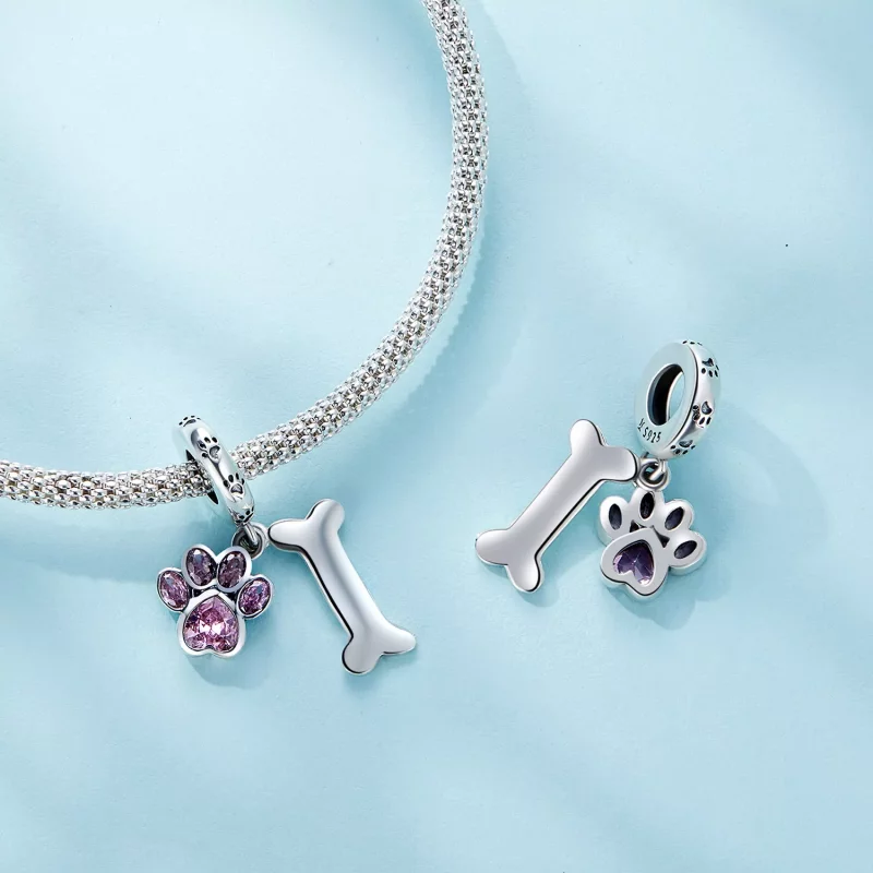 (afbeelding voor) Pandora-stijl Roze Hondenpoot Bot Hanger - SCC2127-PK - Bekijken 4
