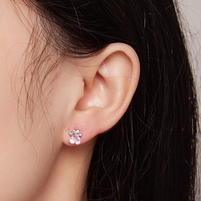 (afbeelding voor) Pandora-stijl Roze Hondenpootjes Oorstekers - SCE1574 - Bekijken 4