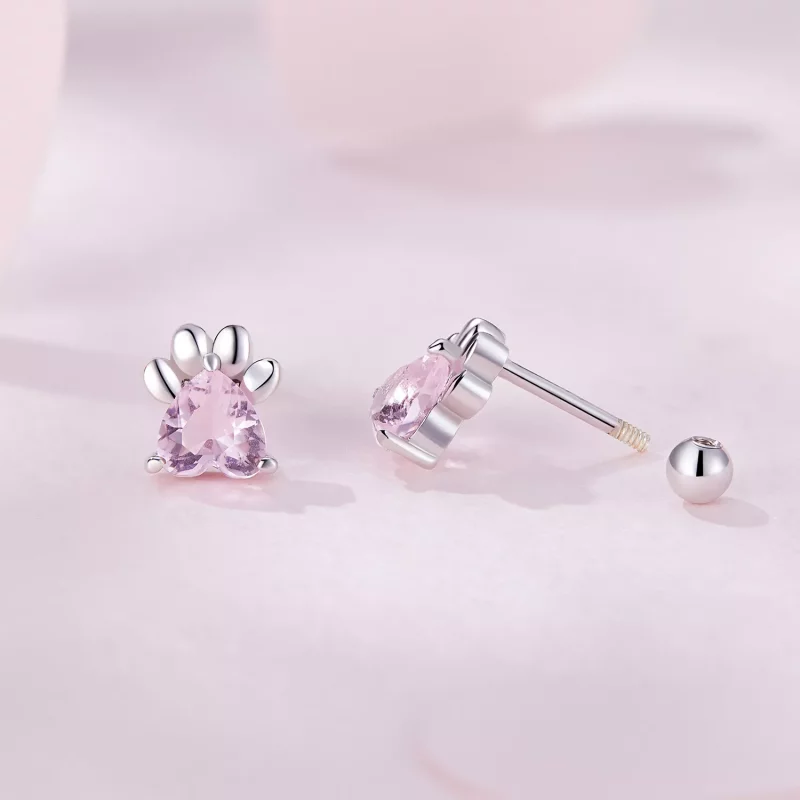 (afbeelding voor) Pandora-stijl Roze Hondenpootjes Oorstekers - SCE1574 - Bekijken 7
