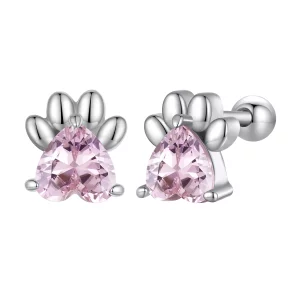 Pandora-stijl Roze Hondenpootjes Oorstekers - SCE1574 (afbeelding voor) Pandora-stijl Roze Hondenpootjes Oorstekers - SCE1574