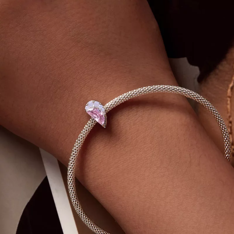 (afbeelding voor) Pandora Stijl Roze Zussen Hart Bedel - SCC2641 - Bekijken 3