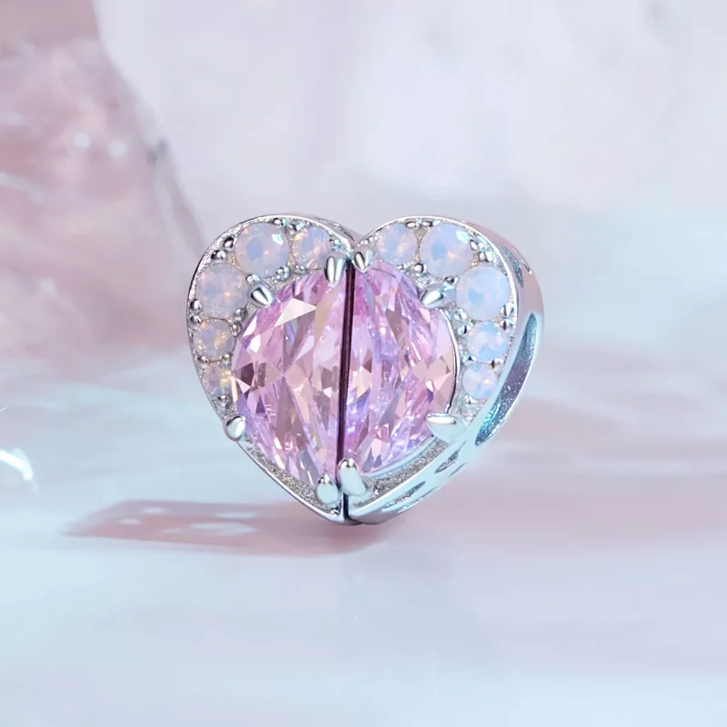 (afbeelding voor) Pandora Stijl Roze Zussen Hart Bedel - SCC2641 - Bekijken 2