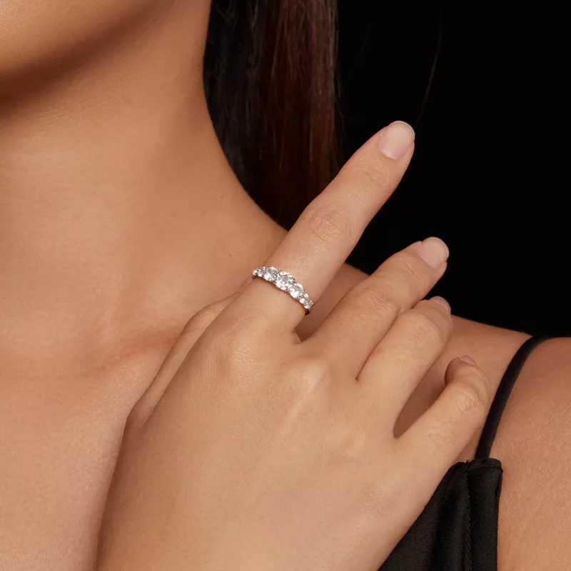 (afbeelding voor) Pandora-stijl Schitterende Moissanite Ring (Eén Certificaat) - MSR037 - Bekijken 4
