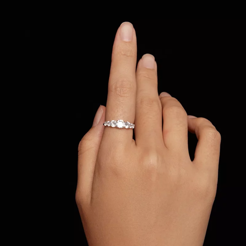 (afbeelding voor) Pandora-stijl Schitterende Moissanite Ring (Eén Certificaat) - MSR037 - Bekijken 5