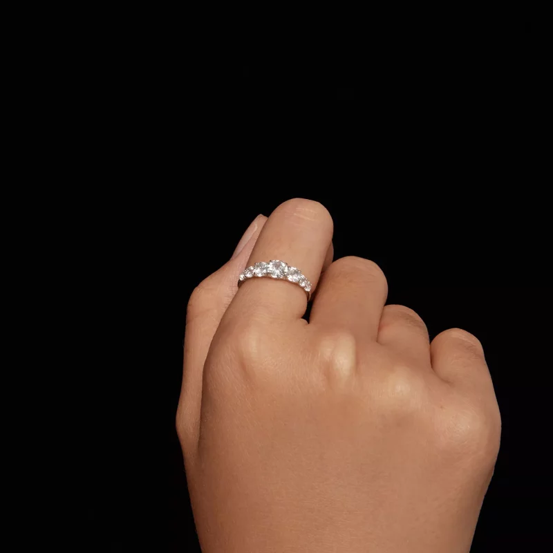 (afbeelding voor) Pandora-stijl Schitterende Moissanite Ring (Eén Certificaat) - MSR037 - Bekijken 6