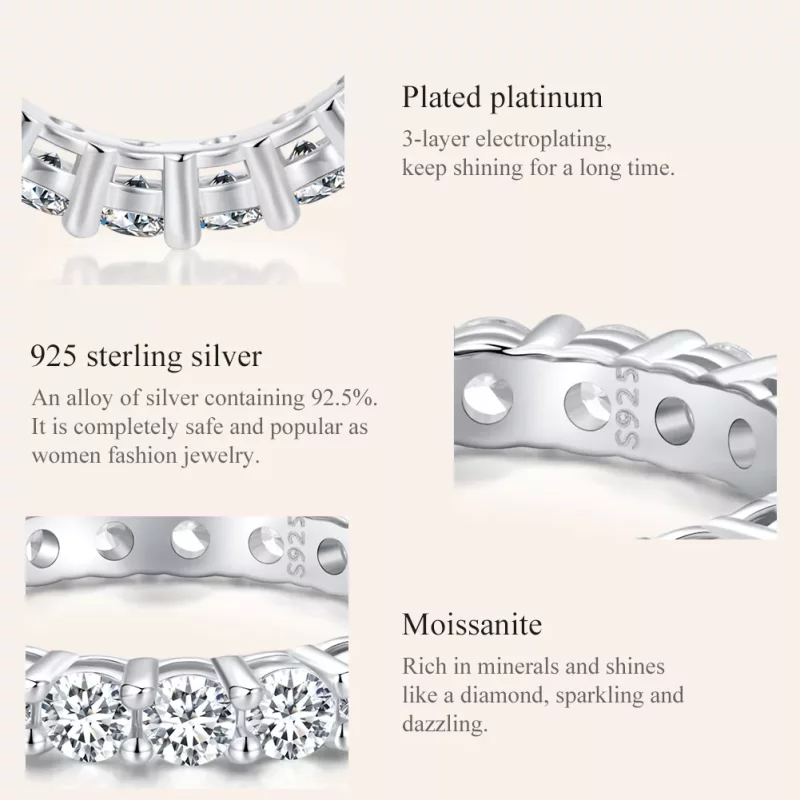 (afbeelding voor) Pandora-stijl schitterende Moissanite ring (één certificaat) - MSR020 - Bekijken 4