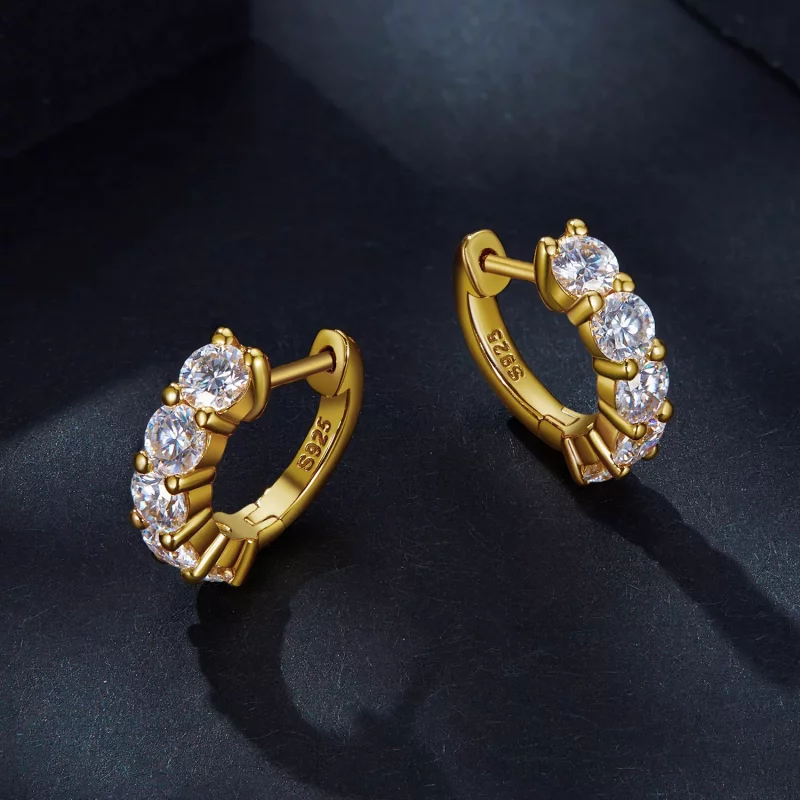(afbeelding voor) Pandora Stijl Shine Moissanite Oorringen (Één Certificaat) - MSE005-B - Bekijken 3