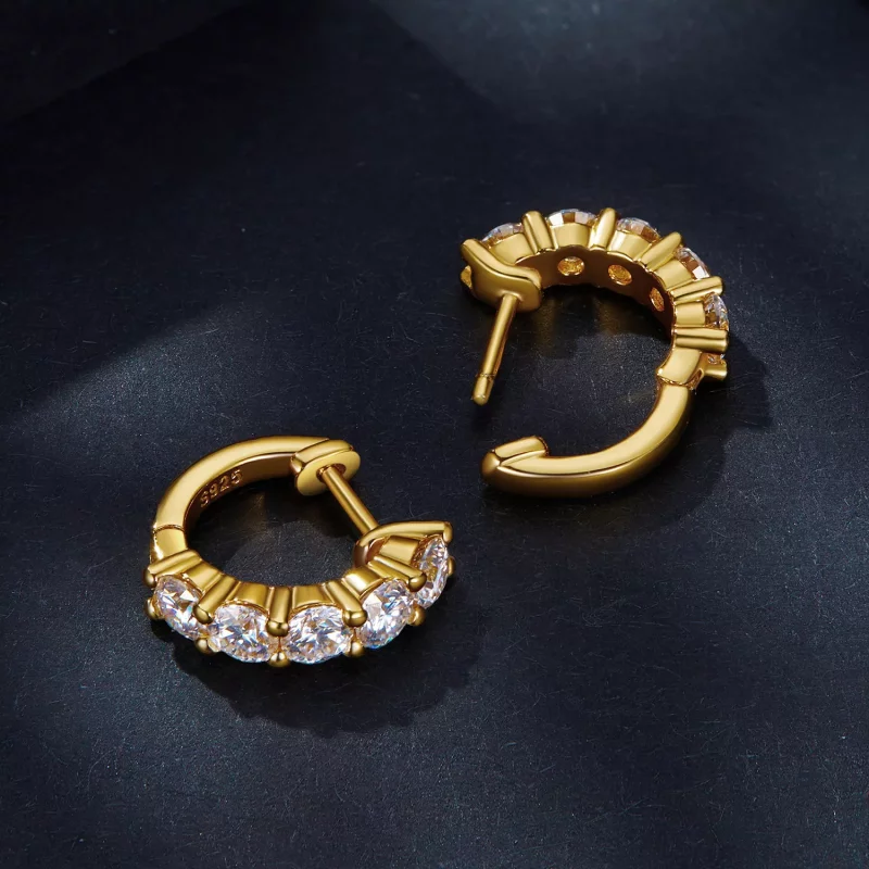 (afbeelding voor) Pandora Stijl Shine Moissanite Oorringen (Één Certificaat) - MSE005-B - Bekijken 4