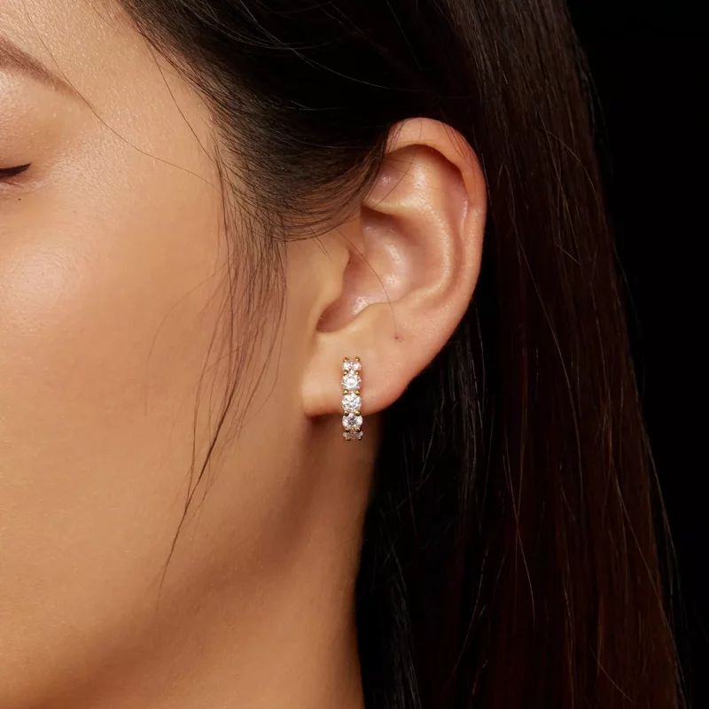 (afbeelding voor) Pandora Stijl Shine Moissanite Oorringen (Één Certificaat) - MSE005-B - Bekijken 6