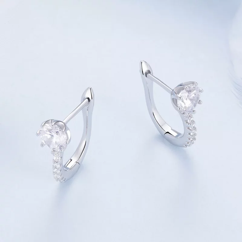 (afbeelding voor) Pandora Stijl Simpele Zirkonia Hoepel Oorbellen - BSE856 - Bekijken 3