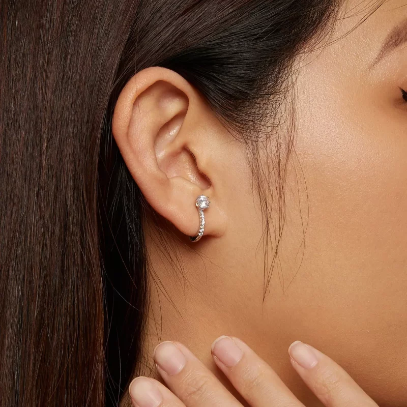 (afbeelding voor) Pandora Stijl Simpele Zirkonia Hoepel Oorbellen - BSE856 - Bekijken 7