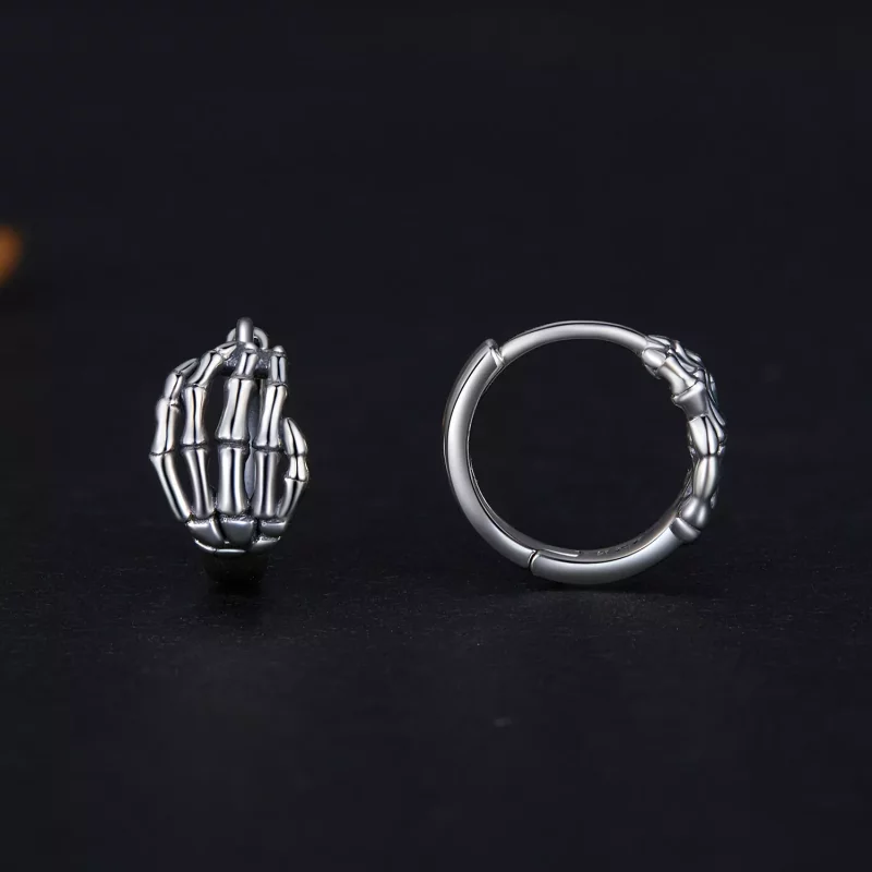 (afbeelding voor) Pandora Stijl Skelet Hand Hoepel Oorbellen - SCE1641 - Bekijken 2