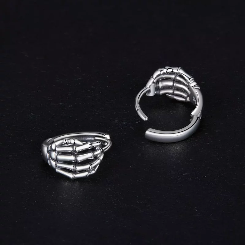 (afbeelding voor) Pandora Stijl Skelet Hand Hoepel Oorbellen - SCE1641 - Bekijken 4
