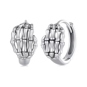 (afbeelding voor) Pandora Stijl Skelet Hand Hoepel Oorbellen - SCE1641