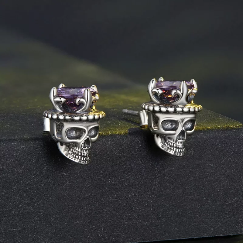 (afbeelding voor) Pandora Stijl Skelet Koning Studs Oorbellen - BSE892 - Bekijken 2
