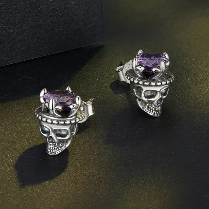 (afbeelding voor) Pandora Stijl Skelet Koning Studs Oorbellen - BSE892 - Bekijken 3