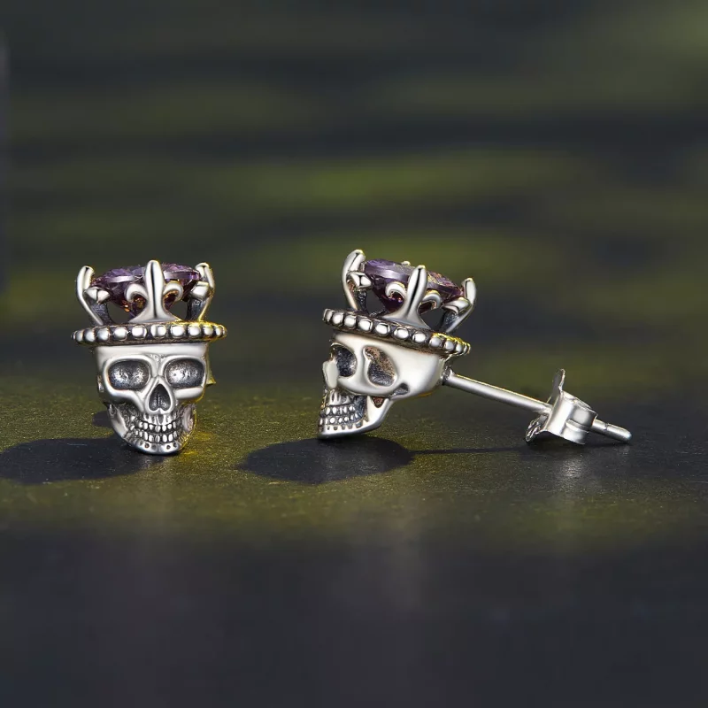 (afbeelding voor) Pandora Stijl Skelet Koning Studs Oorbellen - BSE892 - Bekijken 4