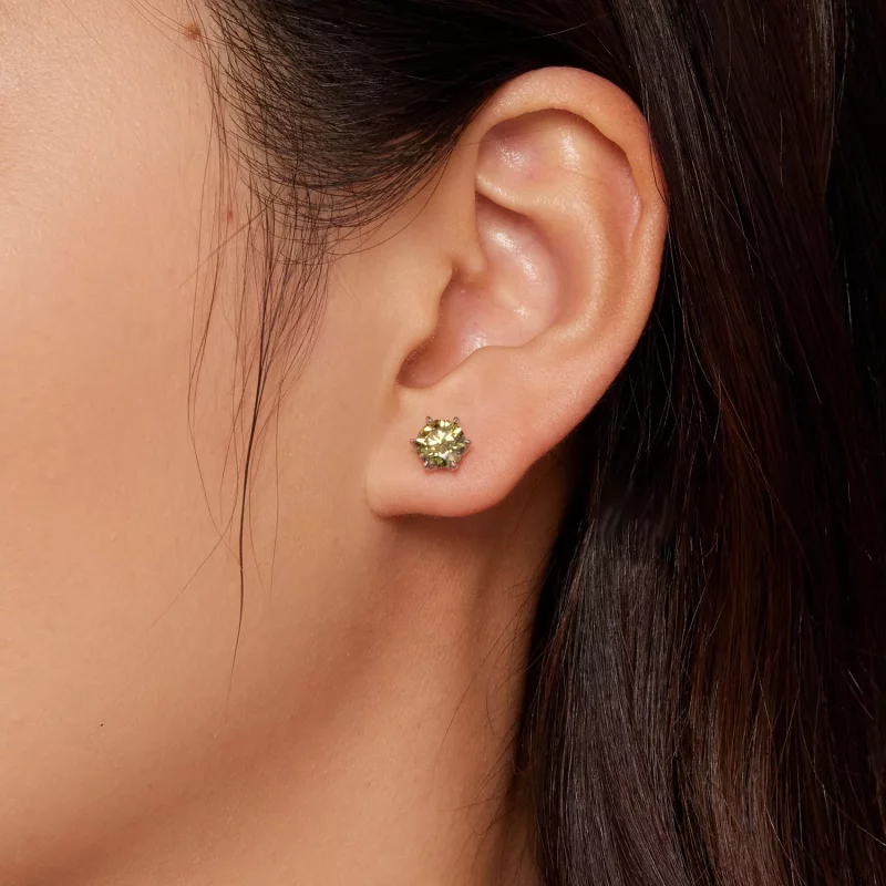 (afbeelding voor) Pandora Stijl Smaragdgroene Moissanite Oorstekers - MSE025-LGN - Bekijken 2