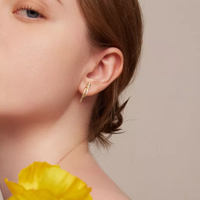 (afbeelding voor) Pandora Stijl Spirit Slang Hoepel Oorbellen - BSE669-B - Bekijken 5