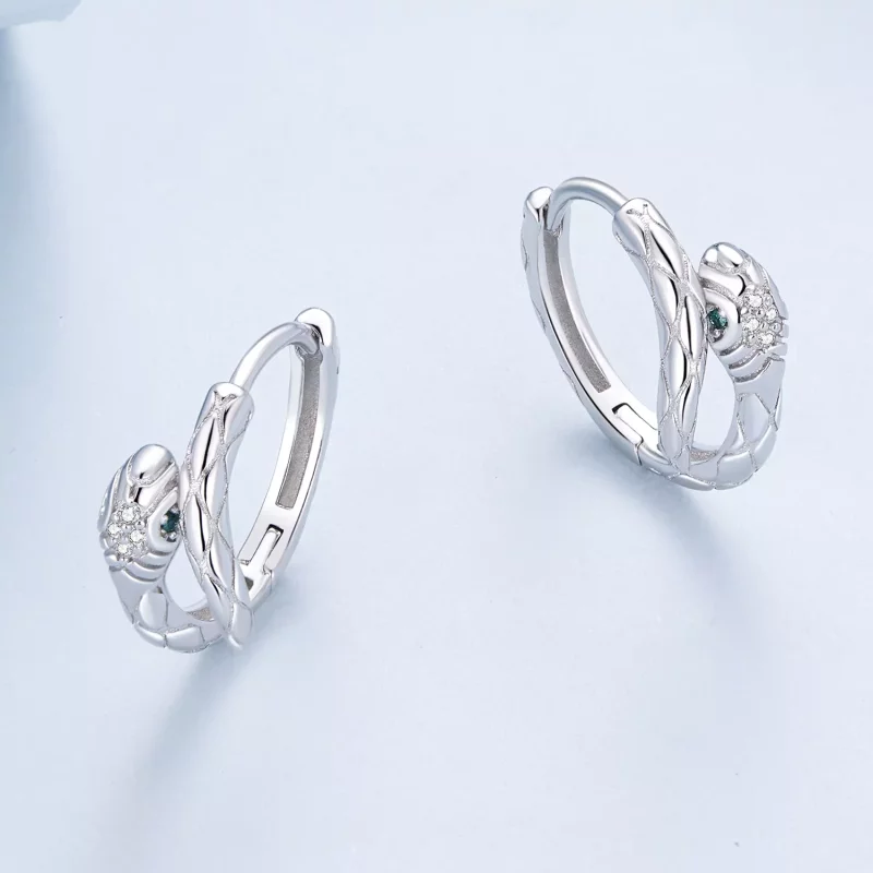 (afbeelding voor) Pandora-stijl Spirit Snake Hoop Oorbellen - BSE818 - Bekijken 3