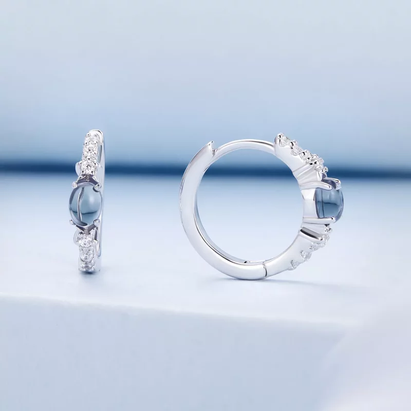 (afbeelding voor) Pandora-stijl Ster Blauwe Glazen Hoepel Oorbellen - BSE859 - Bekijken 2