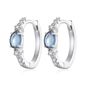 (afbeelding voor) Pandora-stijl Ster Blauwe Glazen Hoepel Oorbellen - BSE859