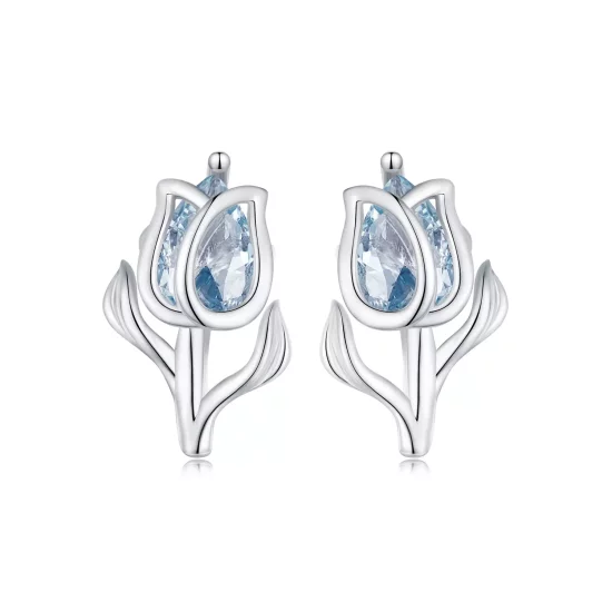 (afbeelding voor) Pandora-stijl Tulp Studs Oorbellen - BSE873