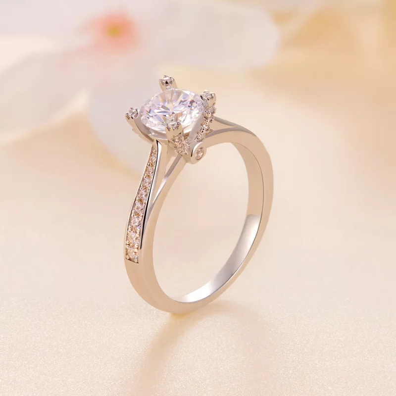 (afbeelding voor) Pandora-stijl Verfijnde Moissanite Trouwring - MSR026 - Bekijken 2