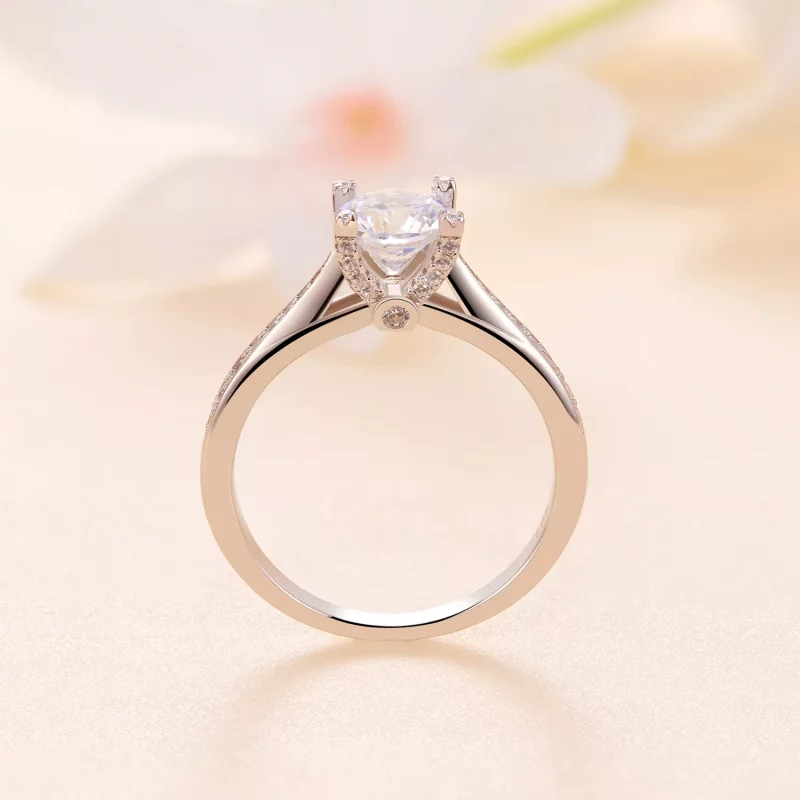 (afbeelding voor) Pandora-stijl Verfijnde Moissanite Trouwring - MSR026 - Bekijken 4