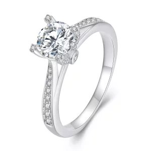 (afbeelding voor) Pandora-stijl Verfijnde Moissanite Trouwring - MSR026