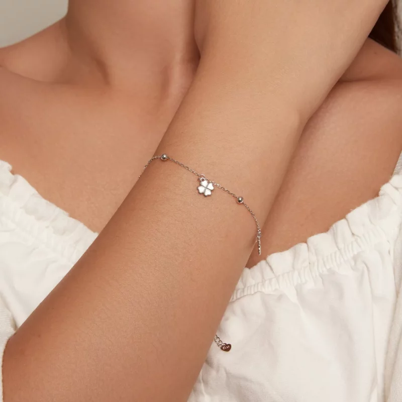 (afbeelding voor) Pandora Stijl Vierbladige Klaver Ketting Armband - BSB139 - Bekijken 5