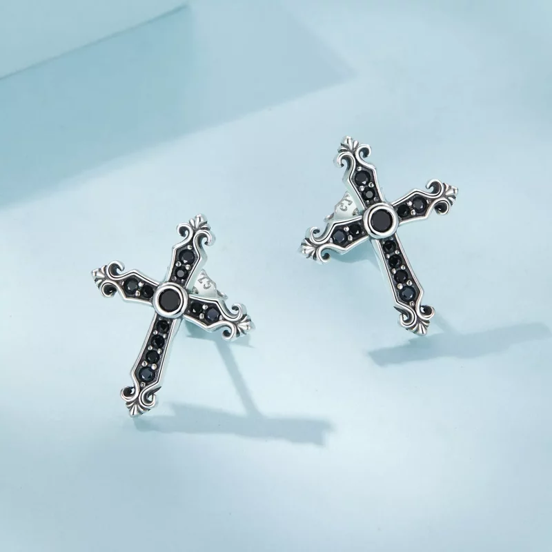 (afbeelding voor) Pandora-stijl Vintage Kruis Studs Oorbellen - SCE1655 - Bekijken 3