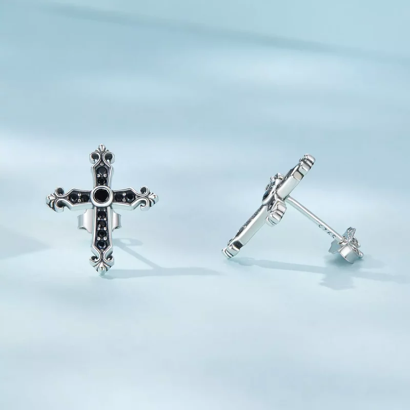 (afbeelding voor) Pandora-stijl Vintage Kruis Studs Oorbellen - SCE1655 - Bekijken 4