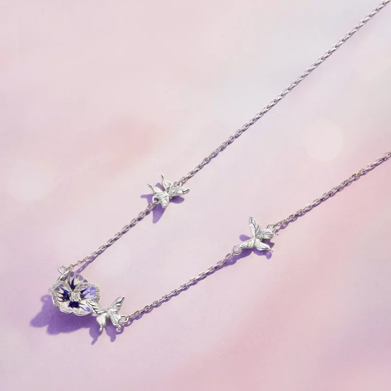 (afbeelding voor) Pandora Stijl Viooltjes Stretch Ketting - BSN336 - Bekijken 3