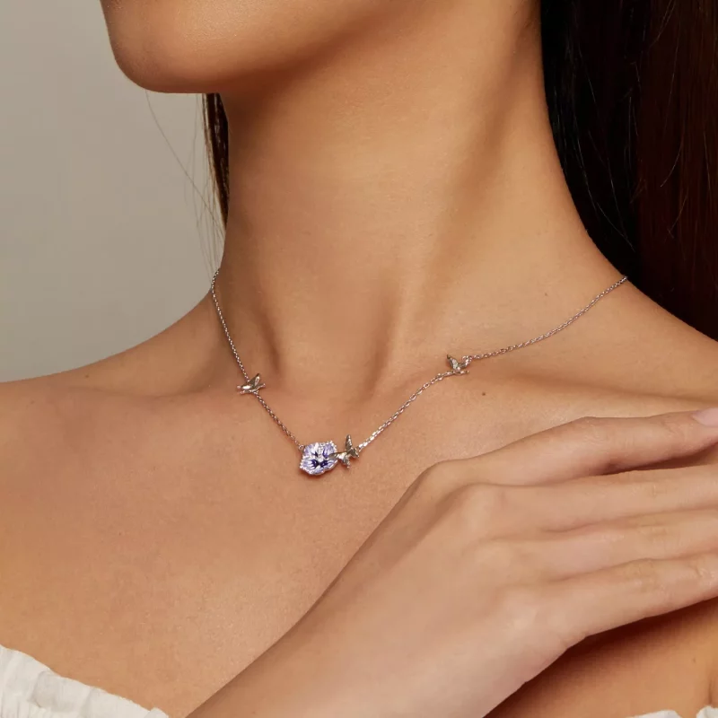 (afbeelding voor) Pandora Stijl Viooltjes Stretch Ketting - BSN336 - Bekijken 7