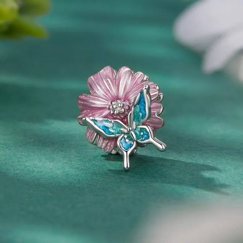 (afbeelding voor) Pandora Stijl Vlinder Chrysanthemum Bedel - BSC788 - Bekijken 2