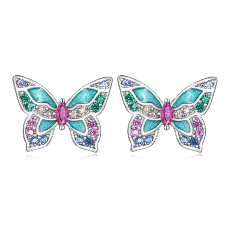 (afbeelding voor) Pandora Stijl Vlinder Oorbellen met Studs - BSE807 - Bekijken 3