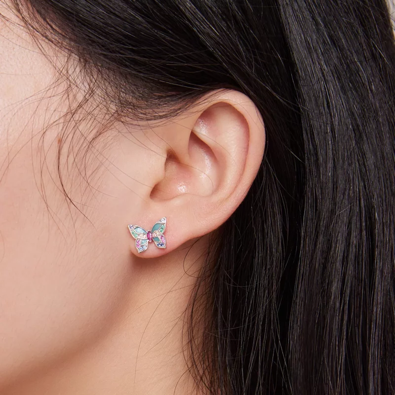 (afbeelding voor) Pandora Stijl Vlinder Oorbellen met Studs - BSE807 - Bekijken 6