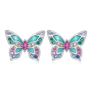 (afbeelding voor) Pandora Stijl Vlinder Oorbellen met Studs - BSE807