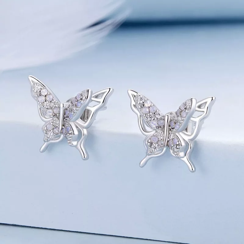 (afbeelding voor) Pandora-stijl Vlinder Studs Oorbellen - BSE910 - Bekijken 2