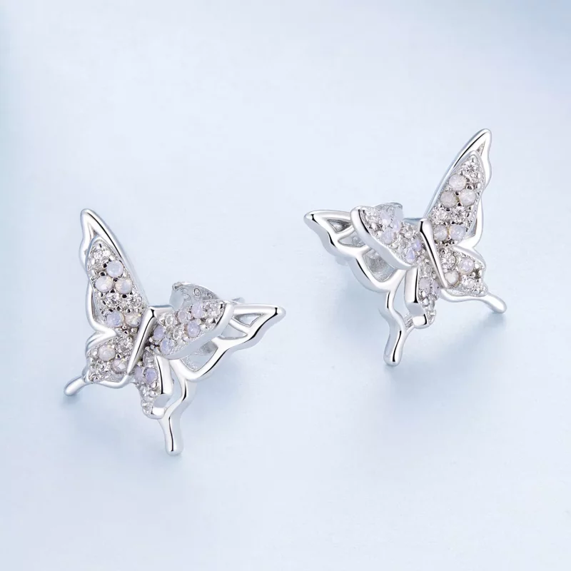 (afbeelding voor) Pandora-stijl Vlinder Studs Oorbellen - BSE910 - Bekijken 3
