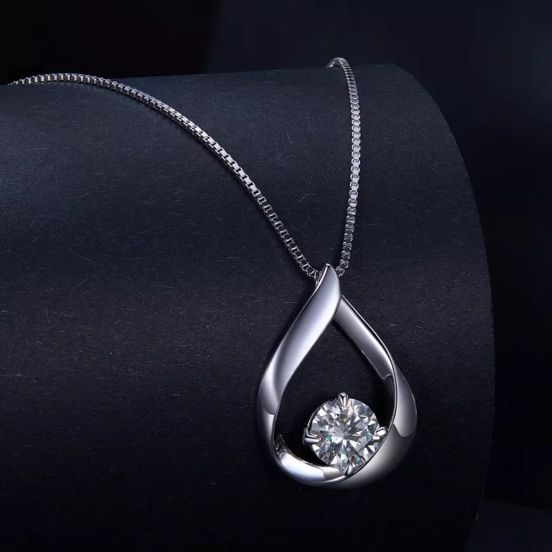 (afbeelding voor) Pandora-stijl Waterdruppel Moissanite Hanger (Eén Certificaat) - MSN015 - Bekijken 2