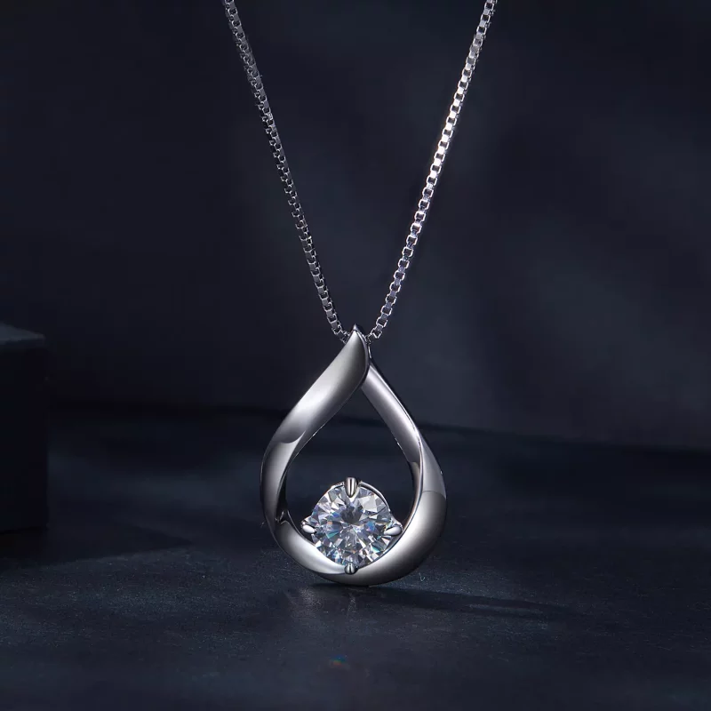 (afbeelding voor) Pandora-stijl Waterdruppel Moissanite Hanger (Eén Certificaat) - MSN015 - Bekijken 3