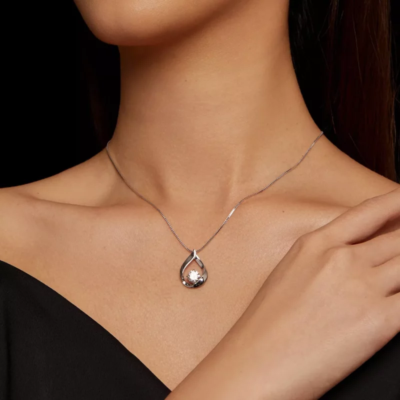 (afbeelding voor) Pandora-stijl Waterdruppel Moissanite Hanger (Eén Certificaat) - MSN015 - Bekijken 6